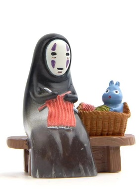 呆萌男鬼魅摆件坐凳子织毛衣苍蝇篮子DIY手工园艺造景公仔摆件