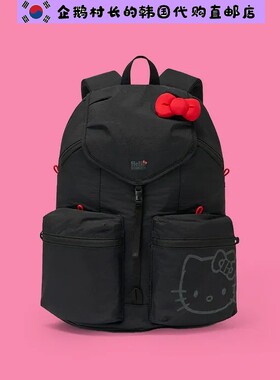 韩国直邮代购hello kitty黑白色双肩包大容量多功能卡通学生书包