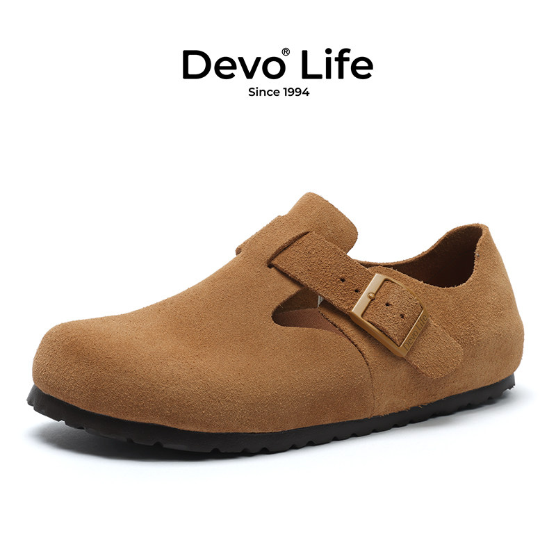 Devo/的沃勃肯鞋女款软木鞋磁吸扣反绒防滑百搭情侣休闲鞋66008