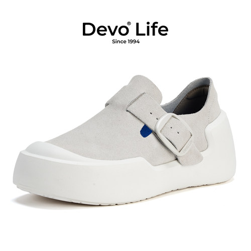 Devo/的沃真皮勃肯鞋全包头厚底