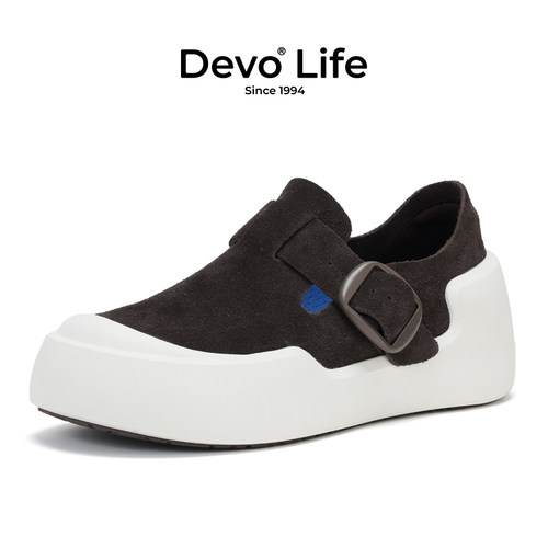 Devo/的沃真皮博肯鞋全包头厚底