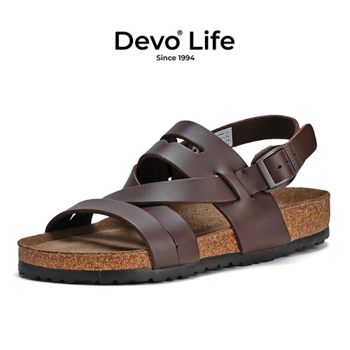 Devo/的沃软木鞋女夏季外穿时尚休闲勃肯鞋防滑平底凉鞋24099