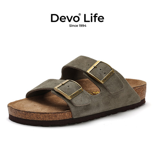 Devo/的沃沙滩休闲平底凉拖