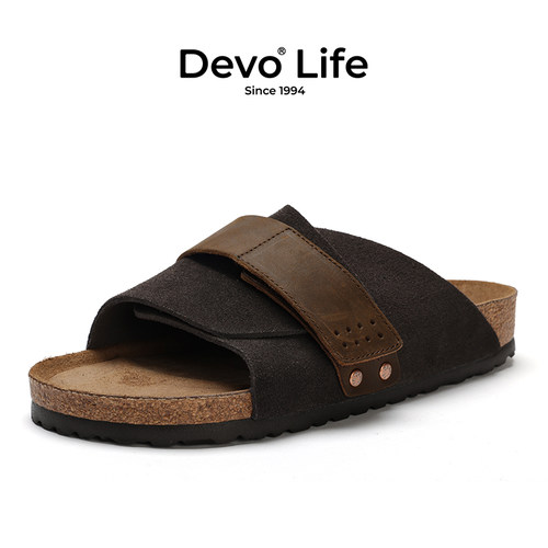 Devo夏季软木底男女一字拖
