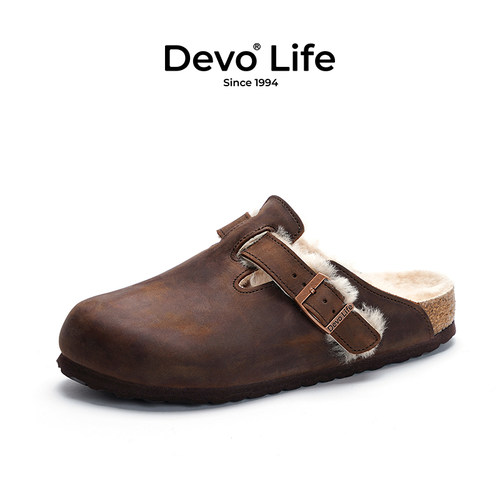 软木拖鞋保暖加绒Devo/的沃