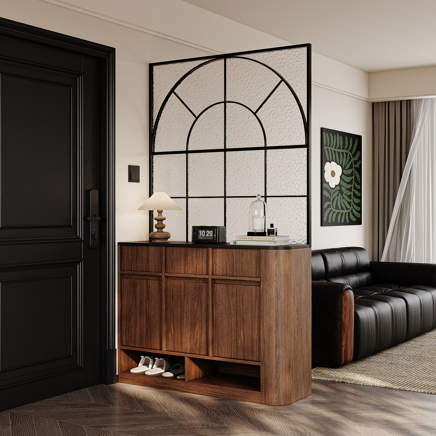 中古风玻璃屏风隔断柜入户门口圆弧玄关柜定制骨格线收纳鞋柜客厅,住宅家具,门厅/玄关柜/玄关架,淘宝优惠券,粉丝福利购,淘宝优惠卷