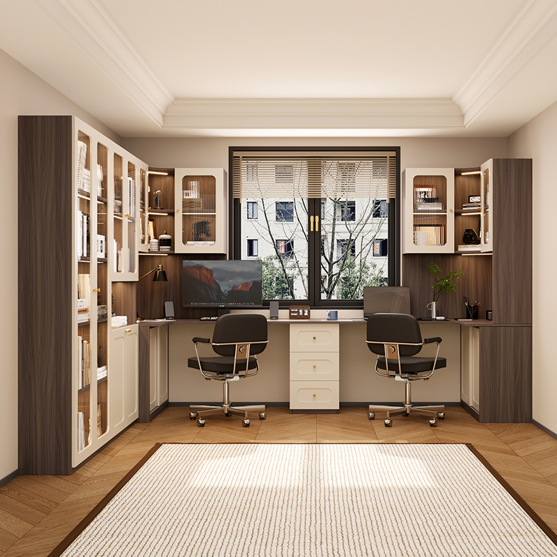 飘窗书桌一体双人家用实木