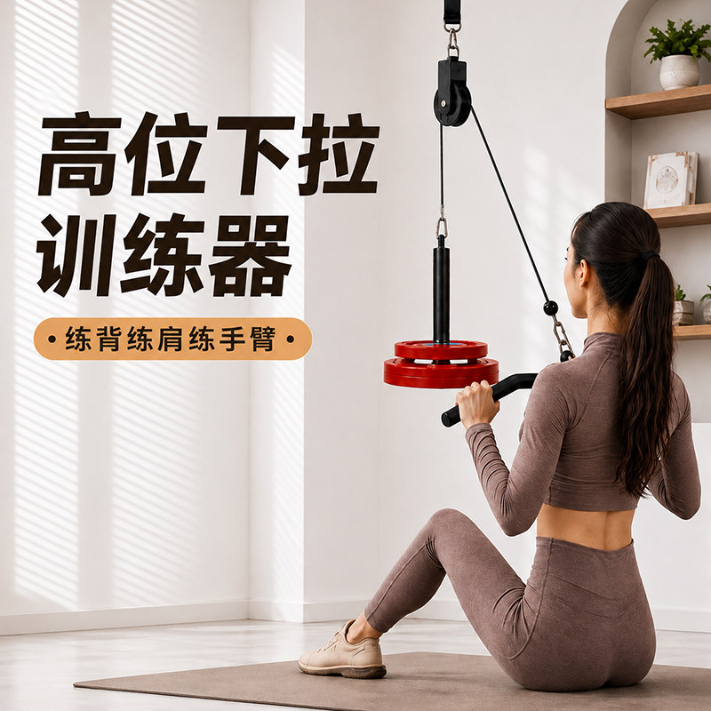 高位下拉训练器家用练背滑轮健身