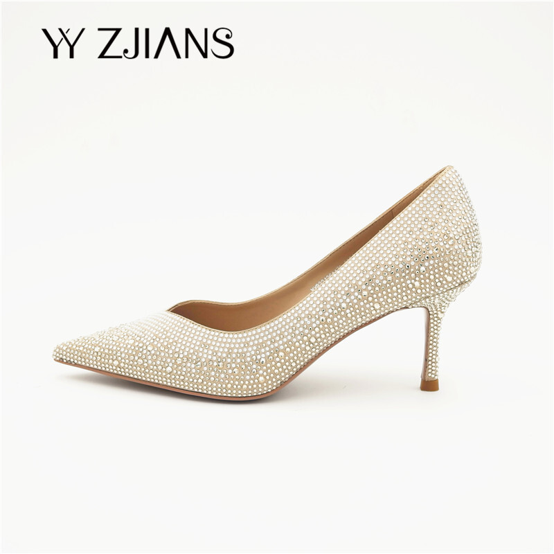 YYZJIANS女鞋轻奢晚宴名媛烫钻婚鞋细高跟YY83213611(商场同款)