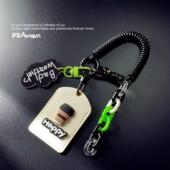 Fs房潮玩门禁卡皮保护套立体软胶卡通钥匙扣挂件黑色弹簧绳坏天气