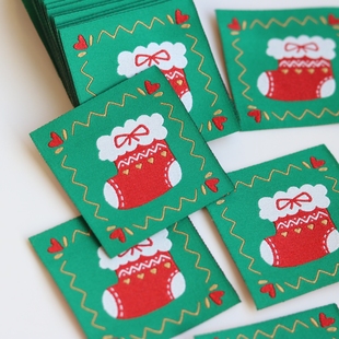 圣诞袜布标补丁贴织唛领标水洗标服装 辅料织标商标源头工厂现货