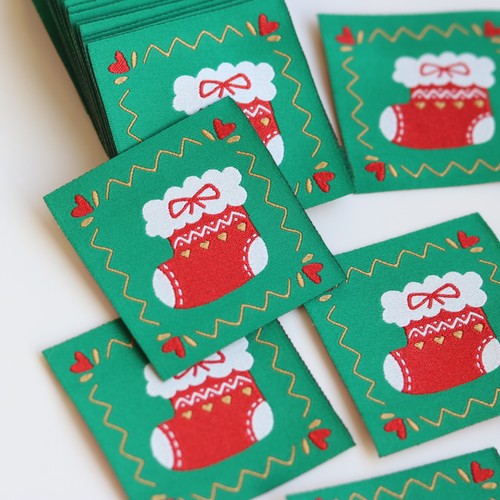 圣诞袜布标补丁贴织唛领标水洗标服装辅料织标商标源头工厂现货