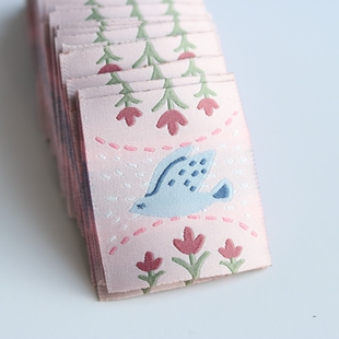 飞鸟与自然15小鸟卡通织唛商标布标领标源头工厂服装辅料定制现货