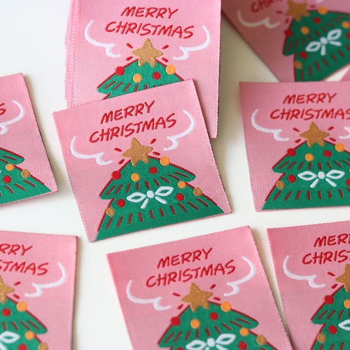 圣诞树布标补丁贴织唛领标洗标服装辅料织标商标定制定制工厂现货