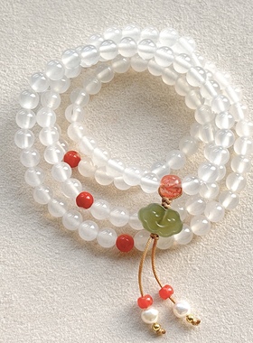 天然冰种荔枝冻玛瑙108颗多宝手链女款单圈手串时尚百搭饰品礼物