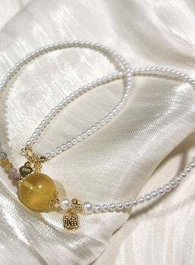 天然珍珠项链女款锁骨链时尚百搭蜜蜡简约气质颈链送女友闺蜜礼物