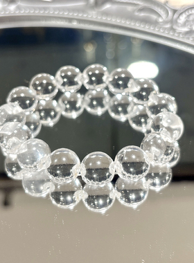 天然白水晶手链 白水晶波波珠 净体男女士手串