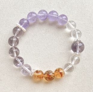 天然紫水晶多宝手链女款 紫水晶黄水晶手串饰品礼物送女友闺蜜