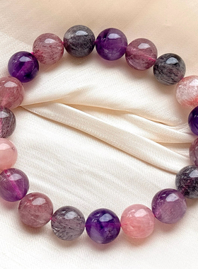 天然超七水晶手链 超七圆珠手链 女款手串