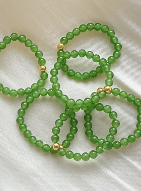 天然碧玉戒指 女款碧玉18k金 戒指 送女友闺蜜生日礼物