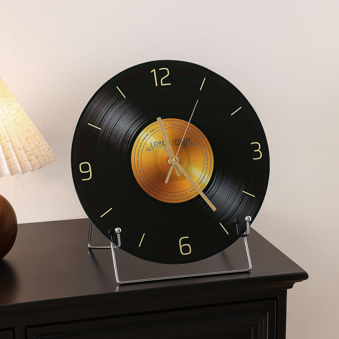 中古风复古黑胶唱片桌面时钟摆件