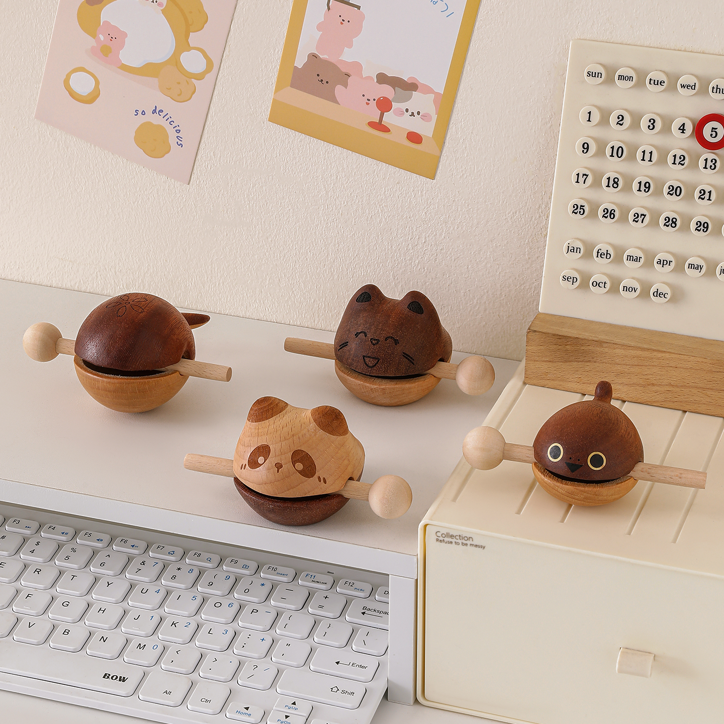 创意木鱼解压玩具木质桌面摆件