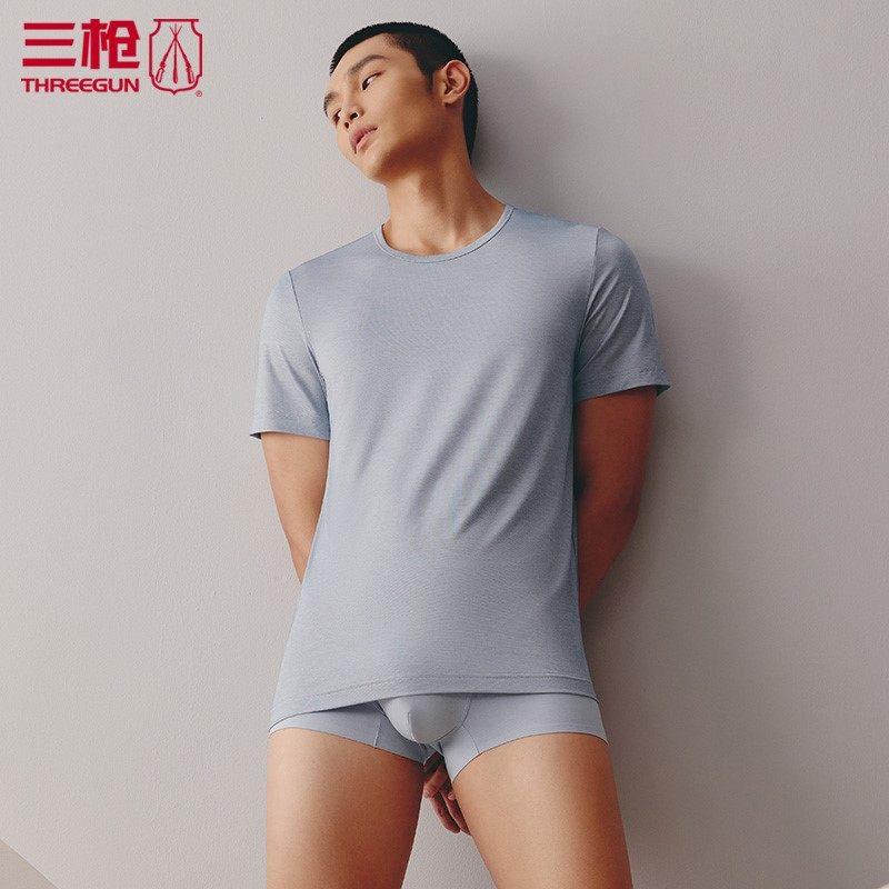 短袖莫代尔棉汗衫三枪简约男士