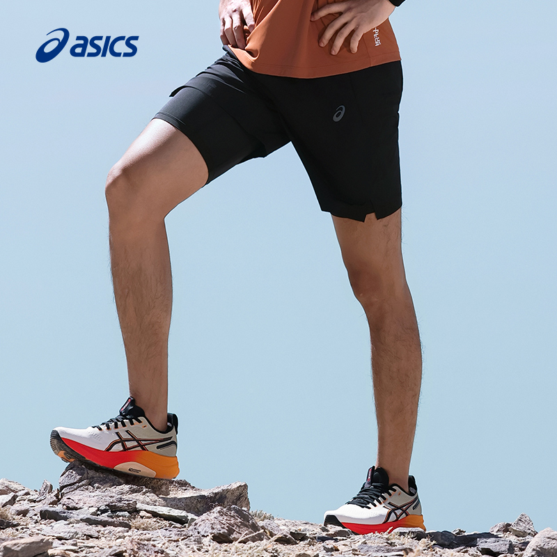 ASICS亚瑟士新款男子跑步短裤梭织吸湿快干透气松紧系带运动短裤