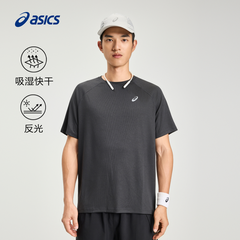 ASICS亚瑟士男子吸湿快干跑步短袖舒适柔软透气圆领运动T恤