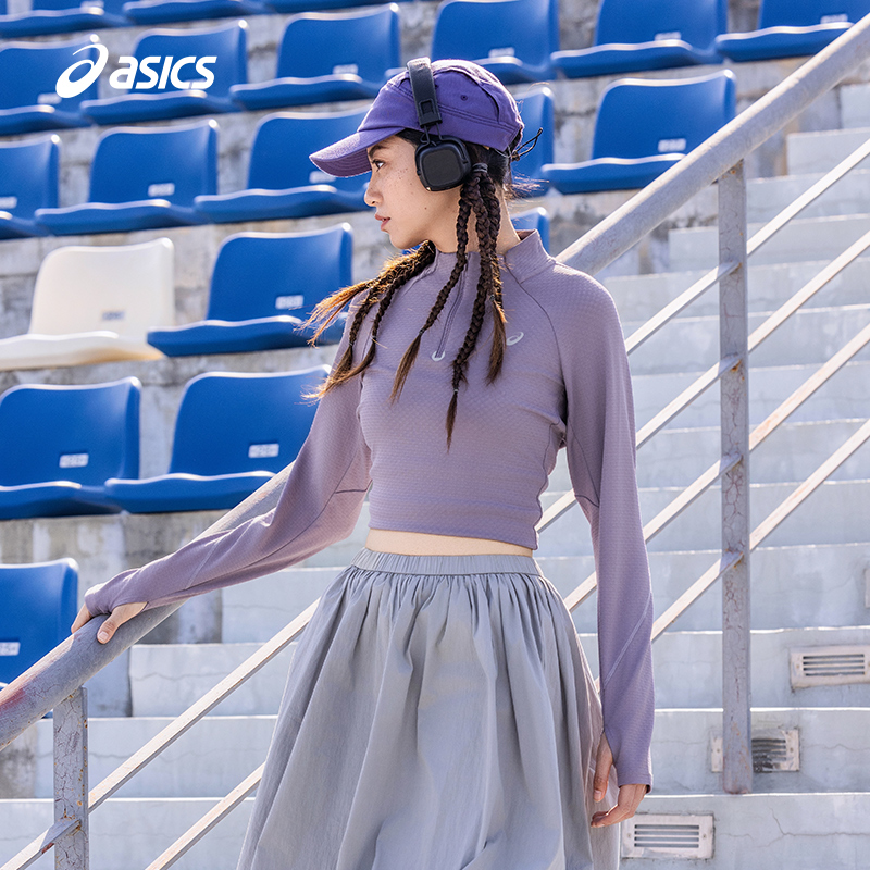 亚瑟士女子立领运动长袖