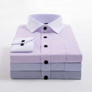 衬衫 免烫条纹春秋商务长袖 男装 白领衬衣38 多色可选 推荐 44码 修身