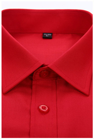 佐马仕春秋季直筒职业长袖衬衫商务男士衬衣纯色男装 大红色