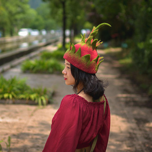 手工羊毛毡儿童森系女巫帽
