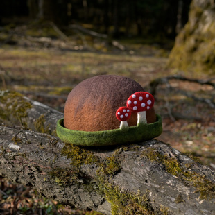 蘑菇梦手工羊毛毡帽子成人儿童可爱森系圆顶礼帽精灵帽蘑菇