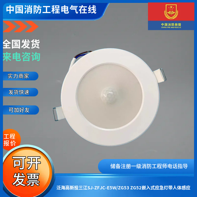 泛海高新投三江SJ-ZFJC-E5W/ZG53 ZG52嵌入式应急灯带人体感应图片
