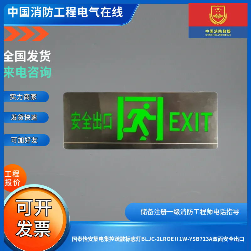 国泰怡安集电集控疏散标志灯BLJC-2LROEⅡ1W-YSB713A双面安全出口