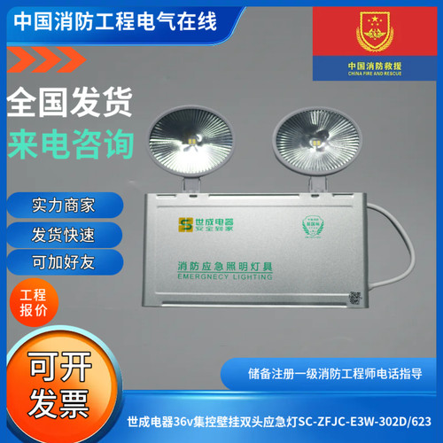 世成原厂正品2线36v集电集控壁挂双头应急灯SC-ZFJC-E3W-302D/623