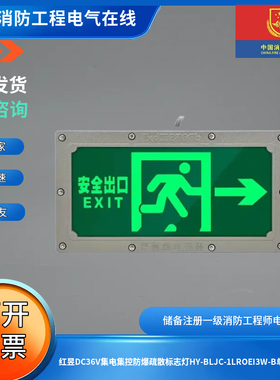 红昱DC36V集电集控防爆疏散标志灯HY-BLJC-1LROEI3W-B单面向右