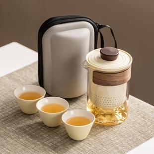 便携防烫手抓玻璃茶壶快客杯功夫伴手礼商务礼品 高档旅行茶具套装