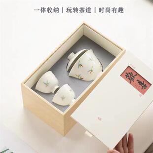 中式 伴手礼制定 一壶两杯功夫茶具套装 家用送礼陶瓷茶壶茶杯礼盒装
