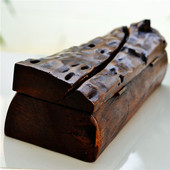 诗玛哈泰国工艺品竹木刀叉收纳盒餐厅实木筷子盒长方形带盖东南亚