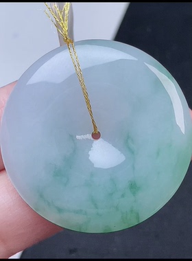 37.2-5.5mm,水润  飘花平安扣吊坠，天然翡翠A货lez661823