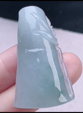 44.7-27.2-10.2mm,水润 冰飘花竹节 吊坠，天然翡翠A货sbt6646