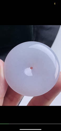 45.7-8.6mm,水润   冰紫底色平安扣 天然翡翠A货，uok6929-102