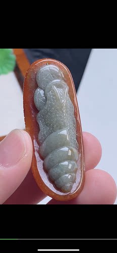 53.2-21-11.8mm,黄翡巧雕步步高升吊坠，天然翡翠A货aaa6727七