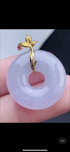 裸石23.7-5.6mm,18k金紫罗兰甜甜圈 吊坠天然翡翠A货vbks6626-28