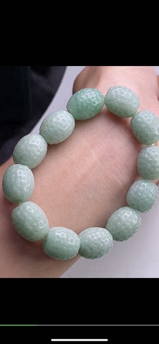 15-12.7mm,水润 核桃手串，天然翡翠A货blm6107-9