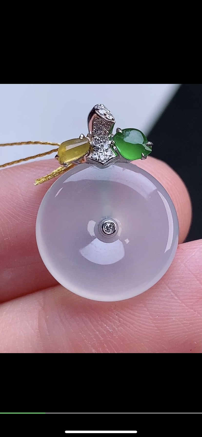 裸石15.2-4.1mm,18k金冰种四季豆 吊坠，天然翡翠A货lez6623.24