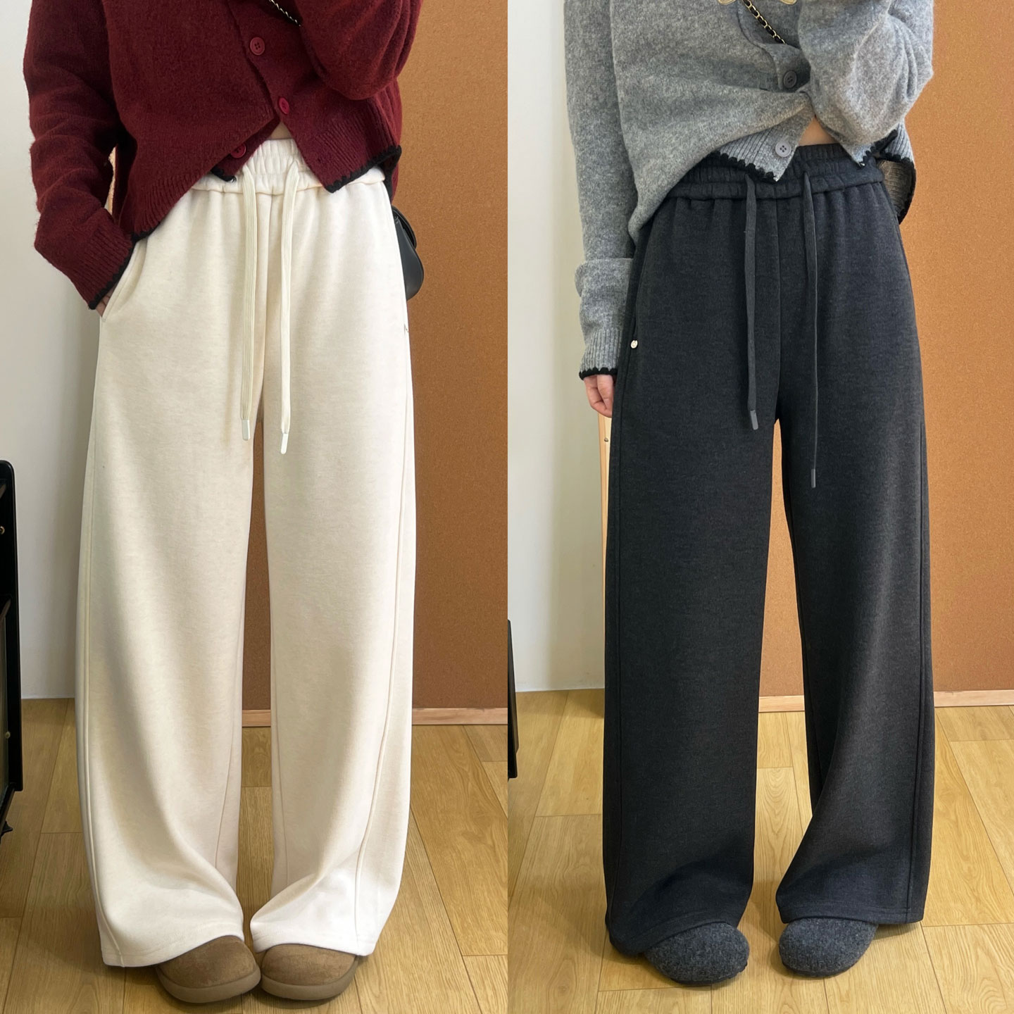 软糯舒适绵羊毛窄版阔腿裤