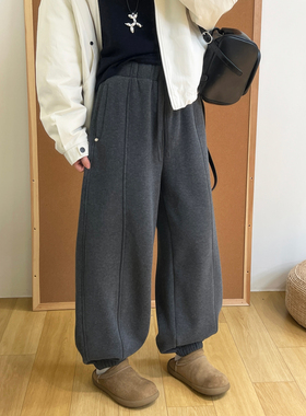 加绒束脚卫裤女冬季多色系百搭松紧腰遮肉显瘦加厚保暖哈伦运动裤